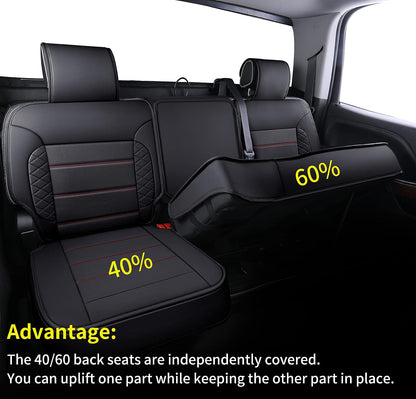 Silverado Seat Covers, Fit for 2019-2023 Chevy Silverado GMC Sierra 1500 and 2020-2023 2500HD 3500HD Crew Cab Water Proof Faux Leather