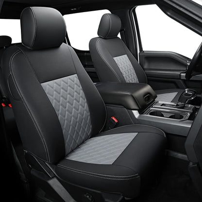 F150 SuperCrew 2015-2024 Custom Pickup Car Truck Seat Covers XLT, Waterproof Faux Leather, Full Coverage, Also Fit 2017-2023 F250/F350