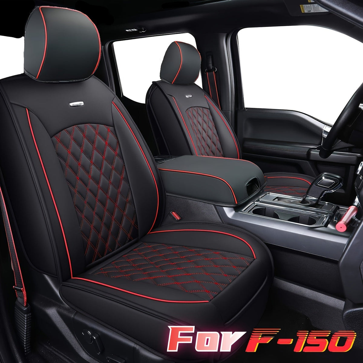 Ford F150 Seat Cover for 2015-2024 F150 Super Crew and 2017-2024 F250 F350 F450 Super Duty Crew Cab Pickups Faux Leather