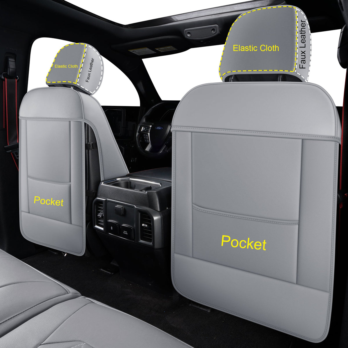 F150 Seat Covers For 2015-2024 F150 CrewCab&2017-2020 F250,F350,F450 CrewCab Waterproof Faux leather