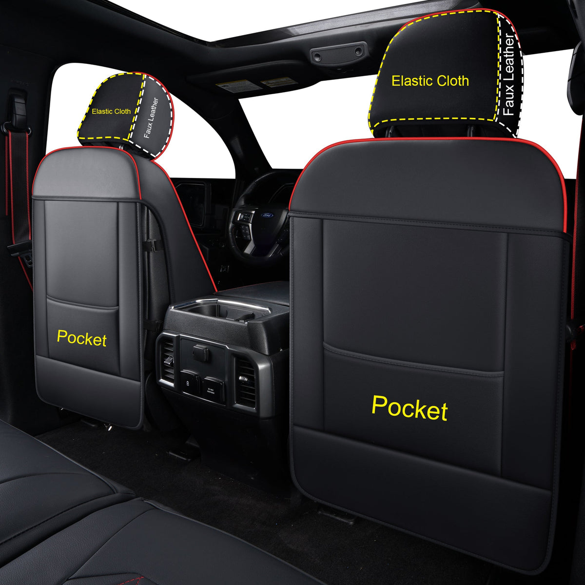 F150 Seat Covers For 2015-2024 F150 CrewCab&2017-2020 F250,F350,F450 CrewCab Waterproof Faux leather