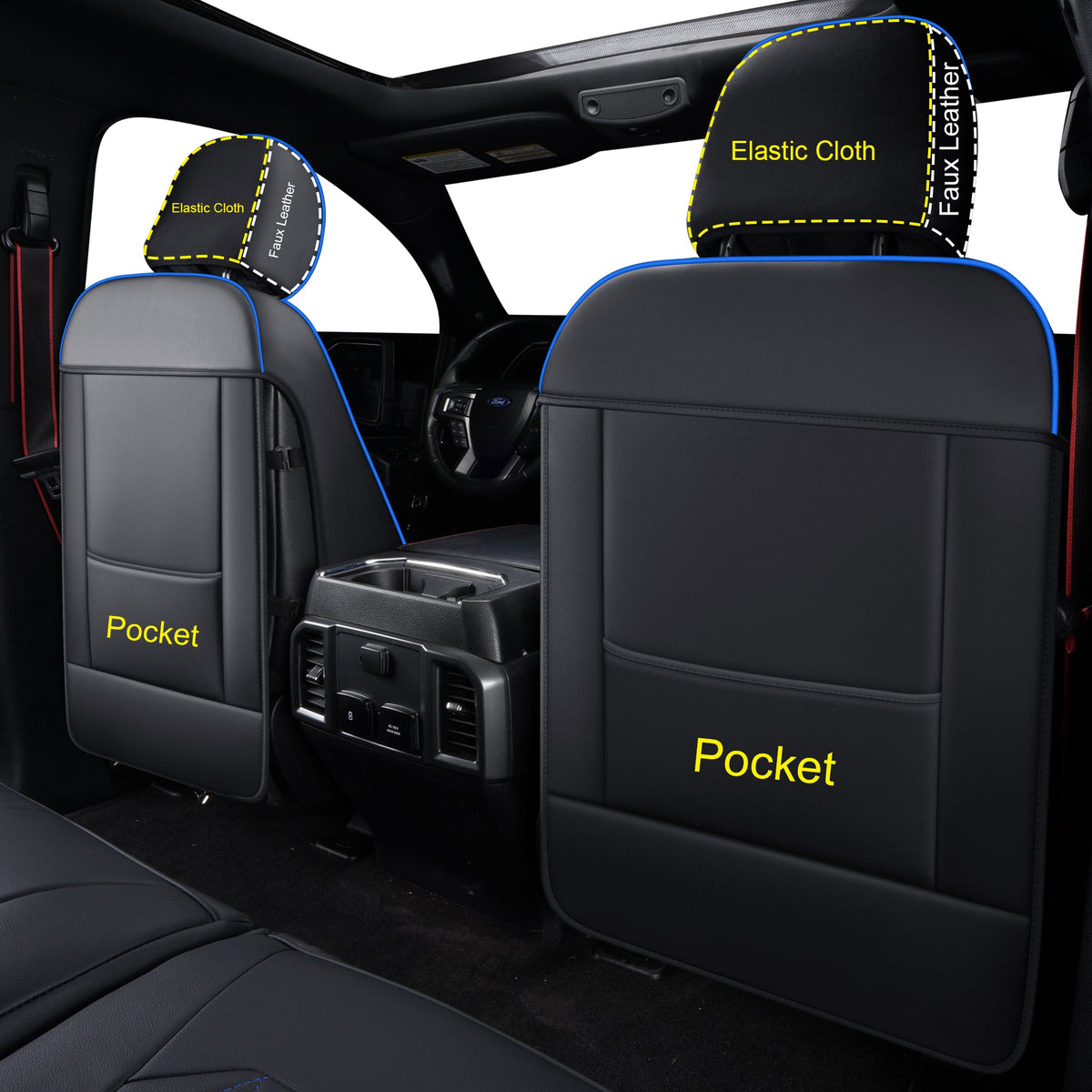 F150 Seat Covers For 2015-2024 F150 CrewCab&2017-2020 F250,F350,F450 CrewCab Waterproof Faux leather