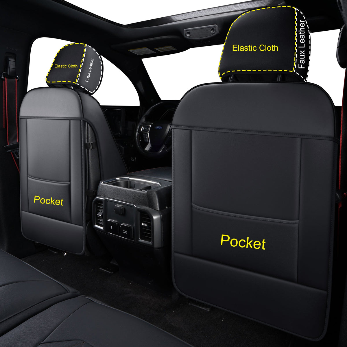 F150 Seat Covers For 2015-2024 F150 CrewCab&2017-2020 F250,F350,F450 CrewCab Waterproof Faux leather
