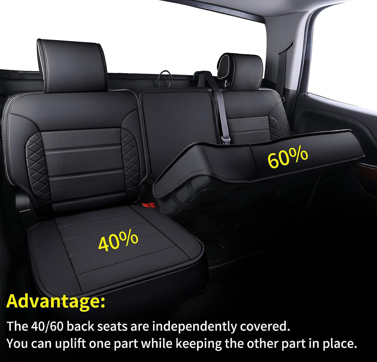 Silverado Seat Covers, Fit for 2019-2023 Chevy Silverado GMC Sierra 1500 and 2020-2023 2500HD 3500HD Crew Cab Water Proof Faux Leather