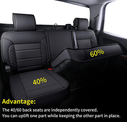 Silverado Seat Covers, Fit for 2019-2023 Chevy Silverado GMC Sierra 1500 and 2020-2023 2500HD 3500HD Crew Cab Water Proof Faux Leather
