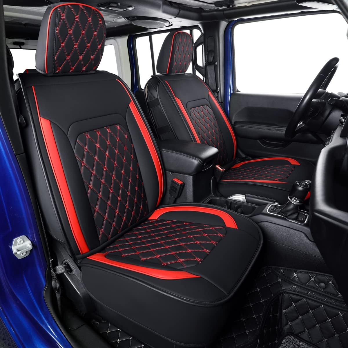 Jeep Wrangler JK JL Front Seat Covers Custom Fit 2/4 Door 2007-2024 Unlimited Rubicon 392 Sahara Willys Sport High Altitude Truck Pickup Waterproof Leather