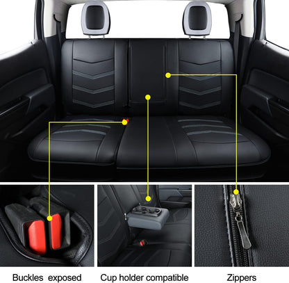 Colorado Seat Covers suitable for Chevrolet 2015-2022 Colorado Canyon cab Z71 LT ZR2 work truck and 2015-2024 GMC Canyon fully enclosed seat cover with waterproof faux leather
