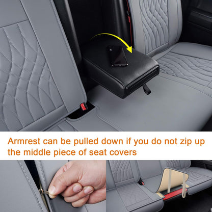 Seat Covers fit for Ford F150 Crew Cab from 2015 to 2024 and fit for F250 F350 F450 Crew Cab from 2017 to 2024 with Faux Leather