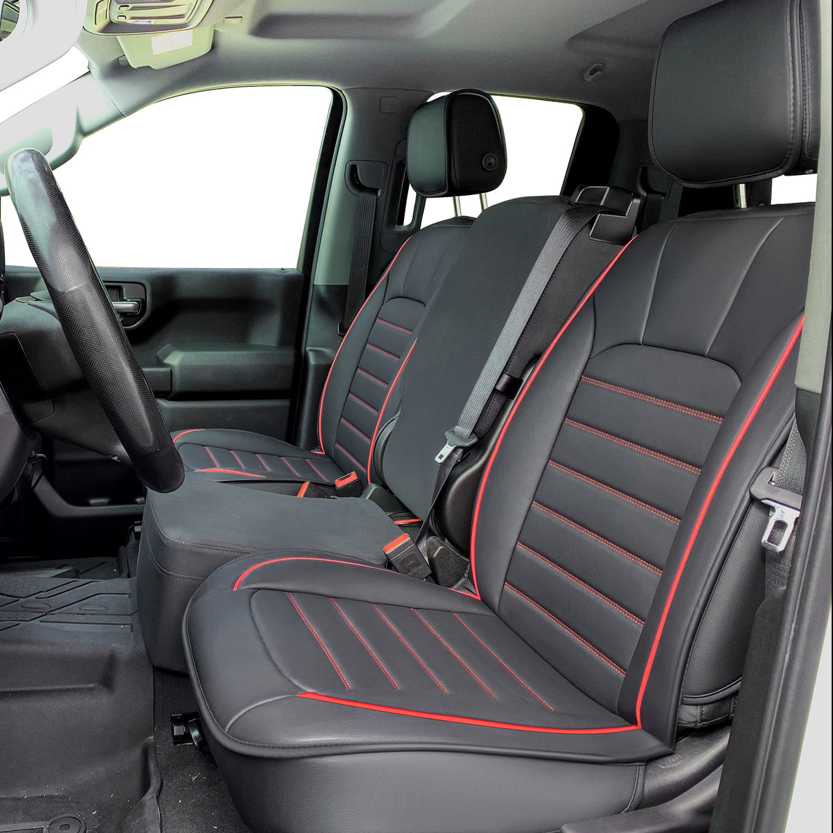 Silverado Seat Covers Fit for 2007-2024 Chevy Silverado Sierra 1500/2500 HD / 3500 HD Crew,Double,Extended Cab with Water Proof Faux Leather