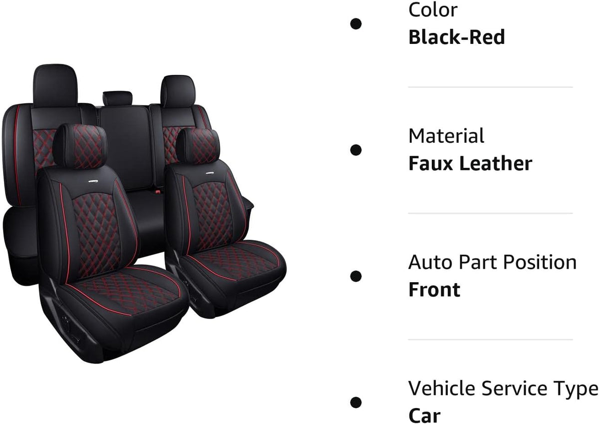 Car Seat Covers Full Set with Waterproof Leather, Automotive Vehicle Cushion Cover for Cars SUV Pick-up Truck Fit for 2009 to 2024 Ford F150 Carhartt and 2017 to 2024 F250 F350 F450