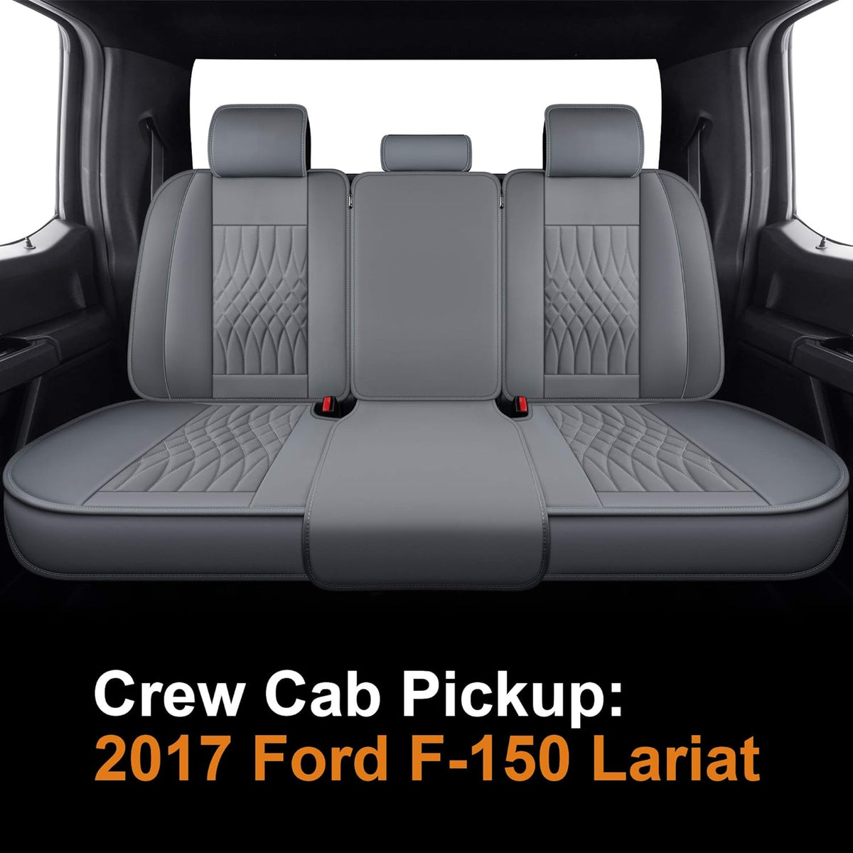 Seat Covers fit for Ford F150 Crew Cab from 2015 to 2024 and fit for F250 F350 F450 Crew Cab from 2017 to 2024 with Faux Leather