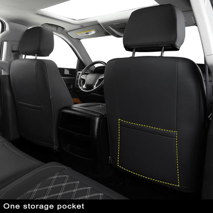 Silverado Seat Covers Full Set with Faux Leather, for 2014-2024 Chevy Silverado GMC Sierra 1500, 2020-2023 Silverado Sierra 2500HD 3500HD Crew Cab