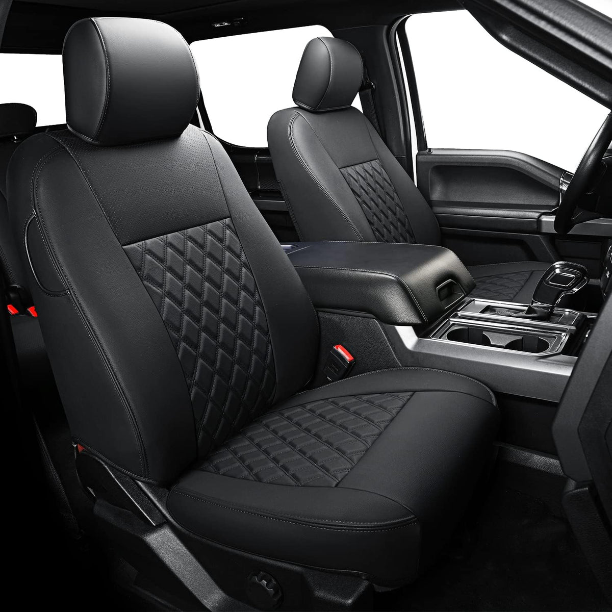 F150 SuperCrew 2015-2024 Custom Pickup Car Truck Seat Covers XLT, Waterproof Faux Leather, Full Coverage, Also Fit 2017-2023 F250/F350