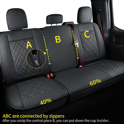 Ford F150 seat covers Fit 2009-2024 F150 SuperCrew and 2017-2024 F250 F350 Crew Cab  With armrest box cushion, all seasons, waterproof leather cushions