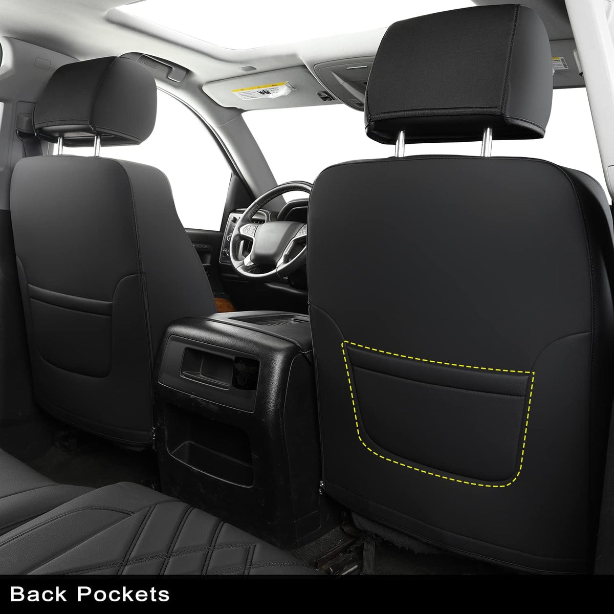 2007-2024 Silverado seat covers Custom&Sierra 1500 2500 3500HD Trucks leather CustomSeat Covers Cars Pickups Full Set, Fit Trims Like LT,LTZ,RST