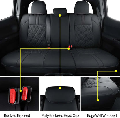 Tacoma Seat Covers, Custom fit 2016-2023 Faux Leather Tacoma SR SR5 TRD Sport TRD Off-Road PreRunner Crew Double Cab