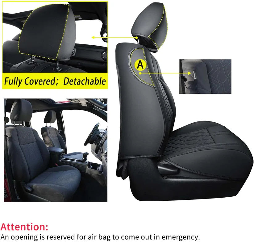 Tacoma Seat Covers, Custom fit 2016-2023 Faux Leather Tacoma SR SR5 TRD Sport TRD Off-Road PreRunner Crew Double Cab