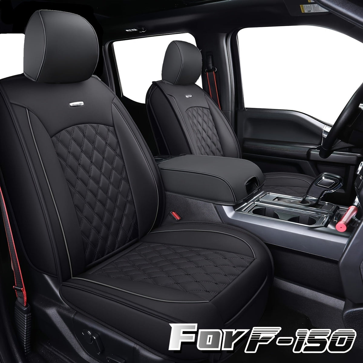 Ford F150 Seat Cover for 2015-2024 F150 Super Crew and 2017-2024 F250 F350 F450 Super Duty Crew Cab Pickups Faux Leather