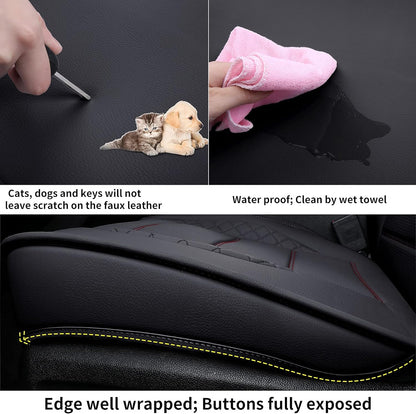 Silverado Seat Covers, Fit for 2019-2023 Chevy Silverado GMC Sierra 1500 and 2020-2023 2500HD 3500HD Crew Cab Water Proof Faux Leather