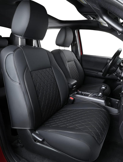 Tacoma Full-Set Seat Covers Fit Tacoma 2016 2017 2018 2019 2020 2021 2022 2023 Double/Crew Cab Only, with Faux Leather