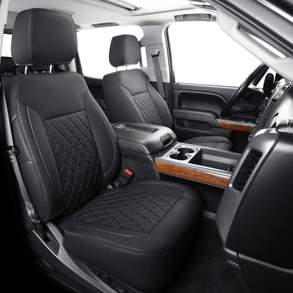 Silverado Seat Covers Full Set with Faux Leather, for 2014-2024 Chevy Silverado GMC Sierra 1500, 2020-2023 Silverado Sierra 2500HD 3500HD Crew Cab