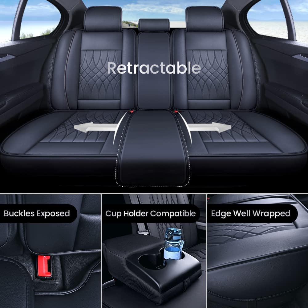 Seat Covers fit for Ford F150 Crew Cab from 2015 to 2024 and fit for F250 F350 F450 Crew Cab from 2017 to 2024 with Faux Leather