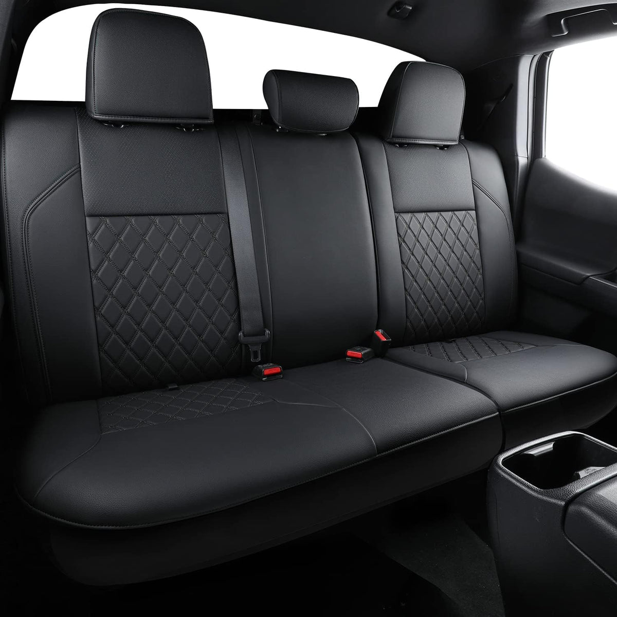 Tacoma Full-Set Seat Covers Fit Tacoma 2016 2017 2018 2019 2020 2021 2022 2023 Double/Crew Cab Only, with Faux Leather