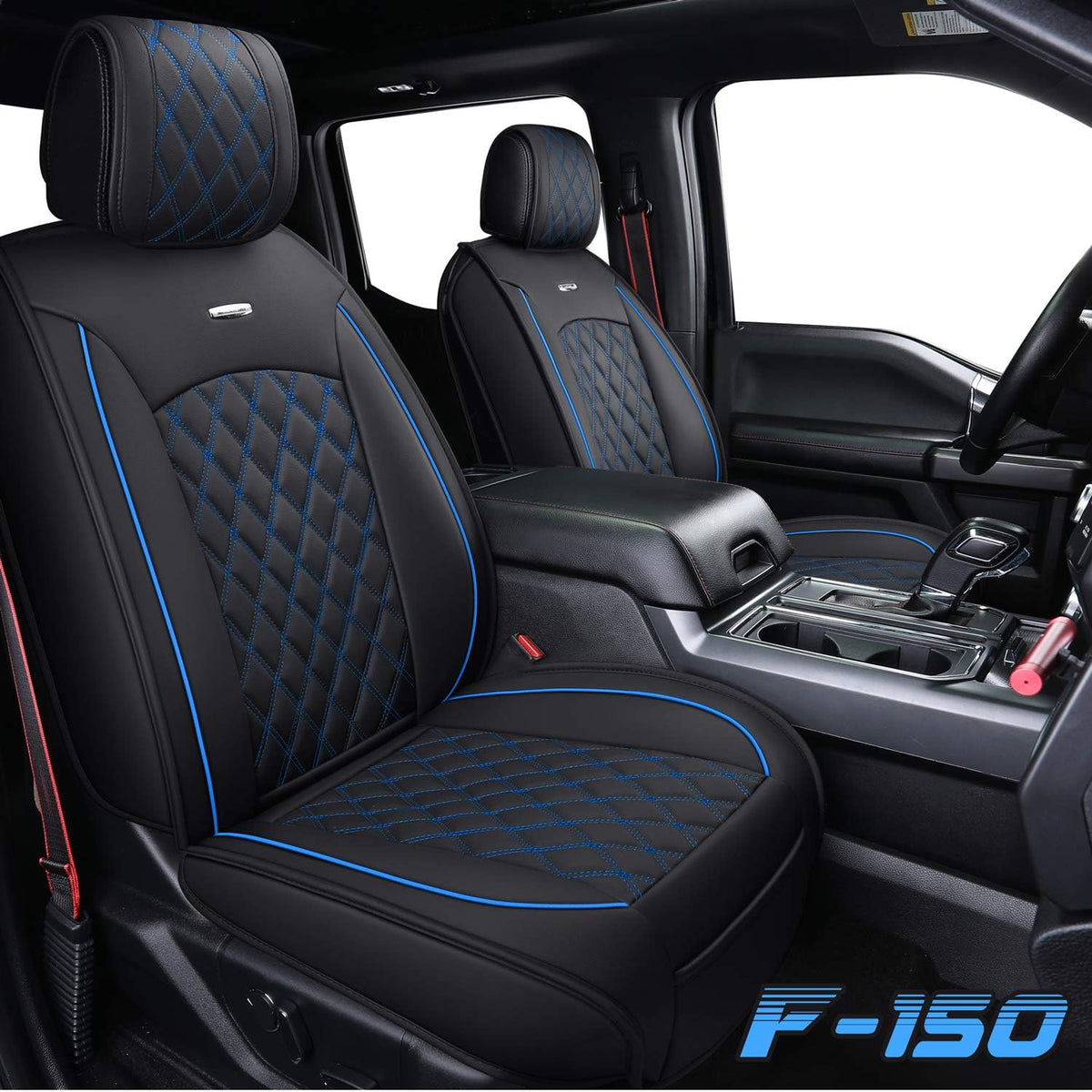 2009 to 2024 Ford F150 and 2017 to 2024 F250 F350 F450 Seat Covers Full Set with Waterproof Leather, Automotive Vehicle Cushion Cover for Cars SUV Pick-up Truck