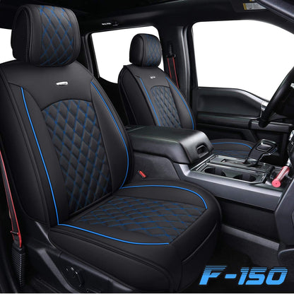 Car Seat Covers Full Set with Waterproof Leather, Automotive Vehicle Cushion Cover for Cars SUV Pick-up Truck Fit for 2009 to 2024 Ford F150 Carhartt and 2017 to 2024 F250 F350 F450