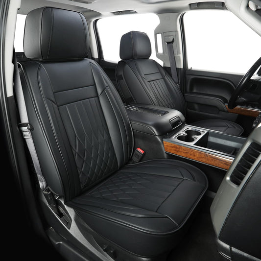 Silverado Faux Leather Seat Covers, Fit for 2014-2024 Chevy Silverado GMC Sierra 1500 and 2020-2024 2500HD 3500HD Crew Cab