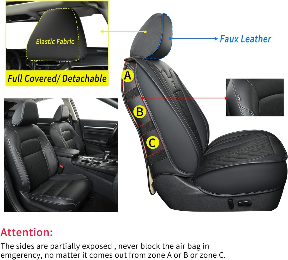 Altima Seat Covers, fit for 2013-2024 Nissan Altima S SR SV SL Platinum Sedan with Water Proof Faux Leather