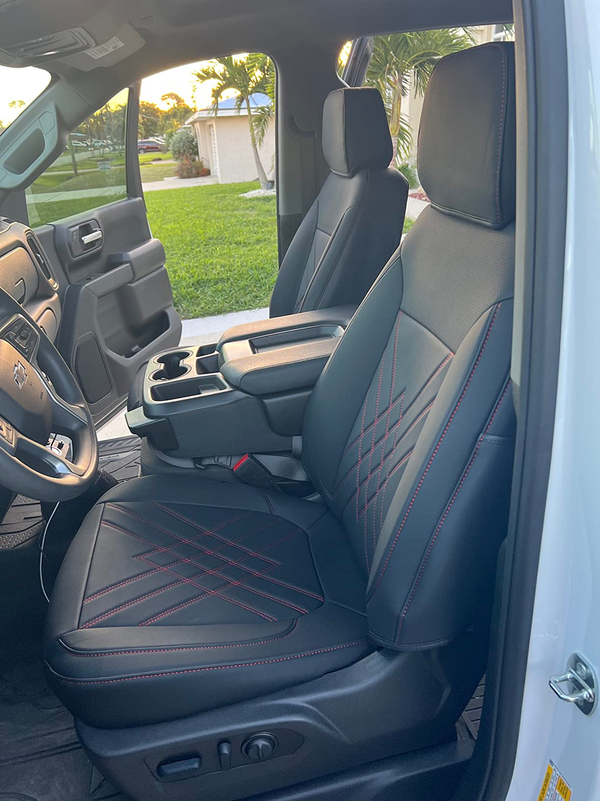 2007-2024 Silverado seat covers Custom&Sierra 1500 2500 3500HD Trucks leather CustomSeat Covers Cars Pickups Full Set, Fit Trims Like LT,LTZ,RST