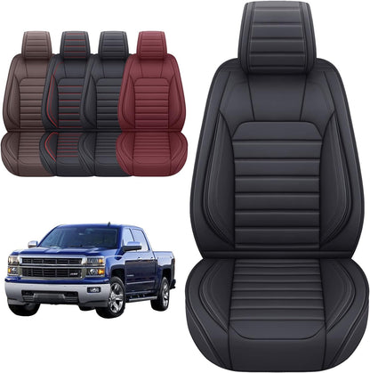 Chevy Chevrolet Silverado GMC Sierra Car Seat Covers Fit 2007-2023 2024 1500/2500/3500HD Truck Waterproof Leather Crew Double Extended Cab Cushion Covers