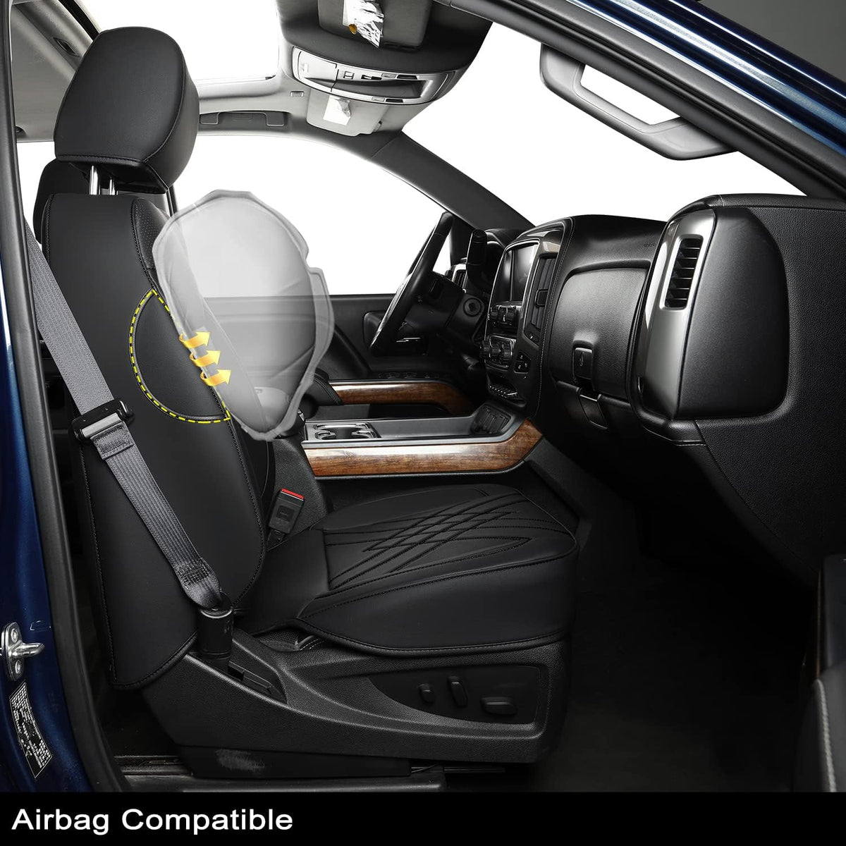 2007-2024 Silverado seat covers Custom&Sierra 1500 2500 3500HD Trucks leather CustomSeat Covers Cars Pickups Full Set, Fit Trims Like LT,LTZ,RST