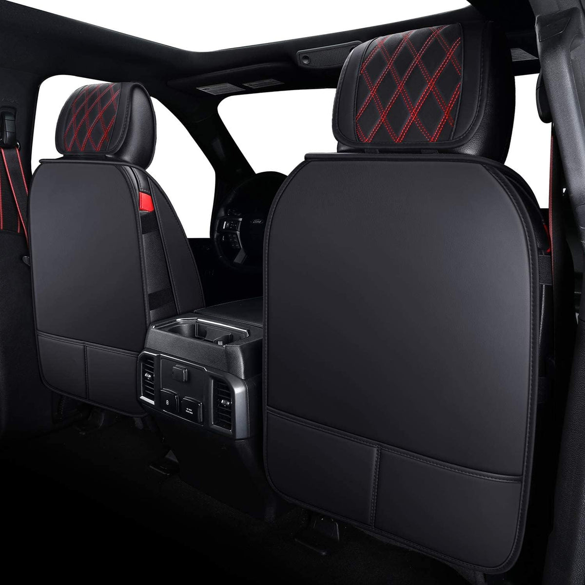 2009 to 2024 Ford F150 and 2017 to 2024 F250 F350 F450 Seat Covers Full Set with Waterproof Leather, Automotive Vehicle Cushion Cover for Cars SUV Pick-up Truck