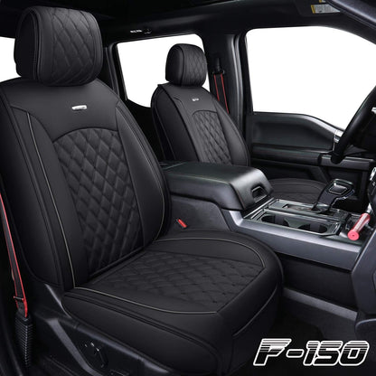 2009 to 2024 Ford F150 and 2017 to 2024 F250 F350 F450 Seat Covers Full Set with Waterproof Leather, Automotive Vehicle Cushion Cover for Cars SUV Pick-up Truck