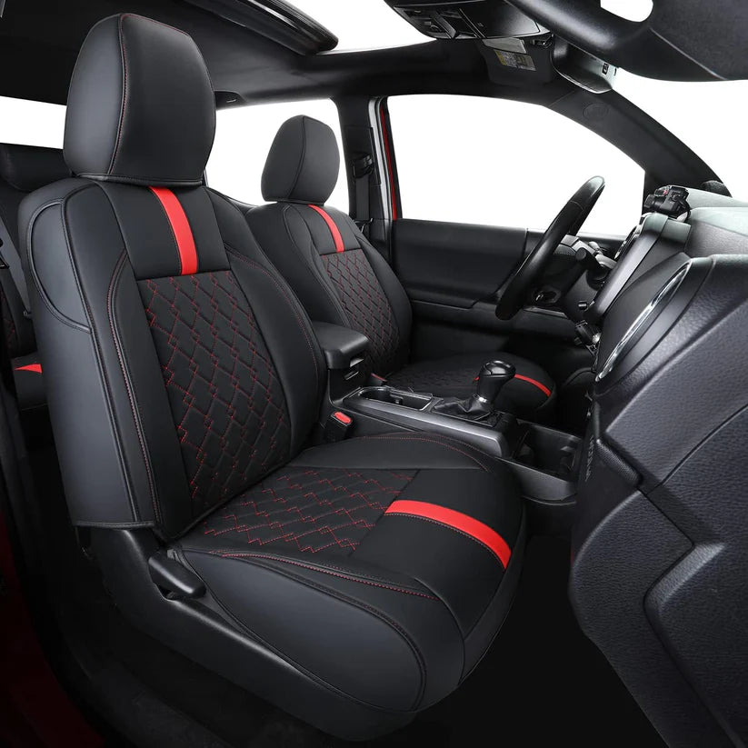 Tacoma Seat Covers, Custom fit 2016-2023 Faux Leather Tacoma SR SR5 TRD Sport TRD Off-Road PreRunner Crew Double Cab