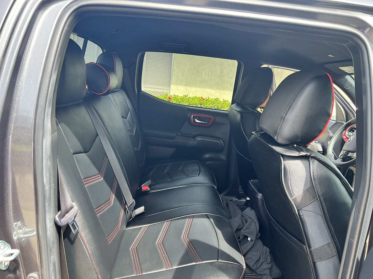 2005-2023 Tacoma Seat Covers Full Set Waterproof leather for Tacoma Double/Crew Cab SR SR5 TRD Sport TRD Off-Road PreRunner Trims, with Waterproof Faux Leather All-enveloping, four seasons general, wear-resistant and scratch-resistant