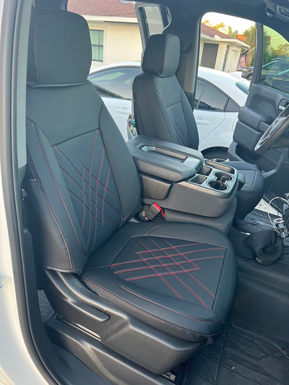 2007-2024 Silverado seat covers Custom&Sierra 1500 2500 3500HD Trucks leather CustomSeat Covers Cars Pickups Full Set, Fit Trims Like LT,LTZ,RST