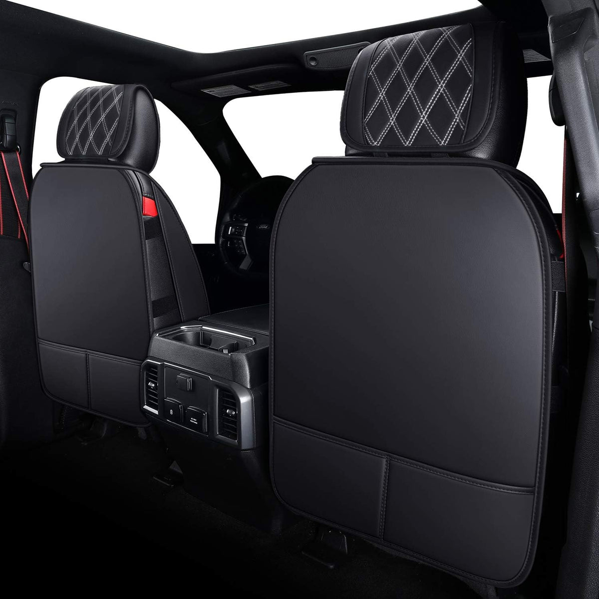 Car Seat Covers Full Set with Waterproof Leather, Automotive Vehicle Cushion Cover for Cars SUV Pick-up Truck Fit for 2009 to 2024 Ford F150 Carhartt and 2017 to 2024 F250 F350 F450