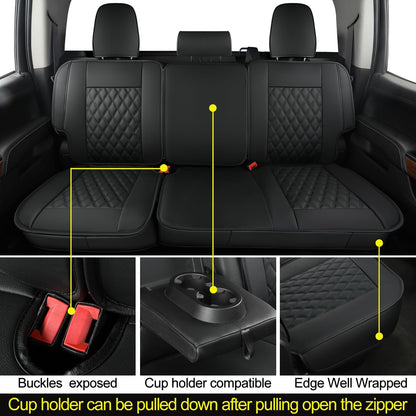 Silverado Faux Leather Seat Covers, Fit for 2014-2024 Chevy Silverado GMC Sierra 1500 and 2020-2024 2500HD 3500HD Crew Cab