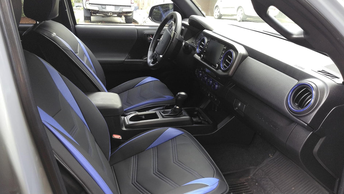 2005-2023 Tacoma Seat Covers Full Set Waterproof leather for Tacoma Double/Crew Cab SR SR5 TRD Sport TRD Off-Road PreRunner Trims, with Waterproof Faux Leather All-enveloping, four seasons general, wear-resistant and scratch-resistant