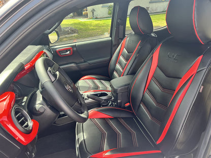 2005-2023 Tacoma Seat Covers Full Set Waterproof leather for Tacoma Double/Crew Cab SR SR5 TRD Sport TRD Off-Road PreRunner Trims, with Waterproof Faux Leather All-enveloping, four seasons general, wear-resistant and scratch-resistant