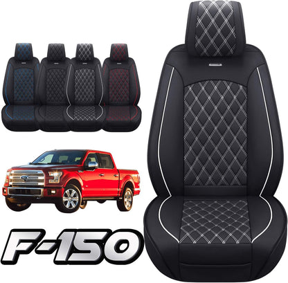 2009 to 2024 Ford F150 and 2017 to 2024 F250 F350 F450 Seat Covers Full Set with Waterproof Leather, Automotive Vehicle Cushion Cover for Cars SUV Pick-up Truck