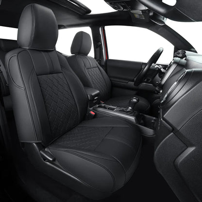 Tacoma Seat Covers, Custom fit 2016-2023 Faux Leather Tacoma SR SR5 TRD Sport TRD Off-Road PreRunner Crew Double Cab