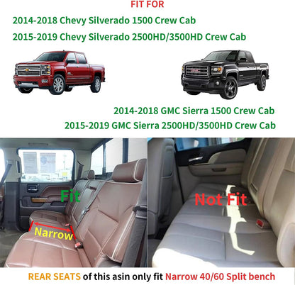 Silverado Seat Covers, Fit for 2019-2023 Chevy Silverado GMC Sierra 1500 and 2020-2023 2500HD 3500HD Crew Cab Water Proof Faux Leather