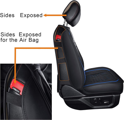 Seat Covers fit for Ford F150 Crew Cab from 2015 to 2024 and fit for F250 F350 F450 Crew Cab from 2017 to 2024 with Faux Leather