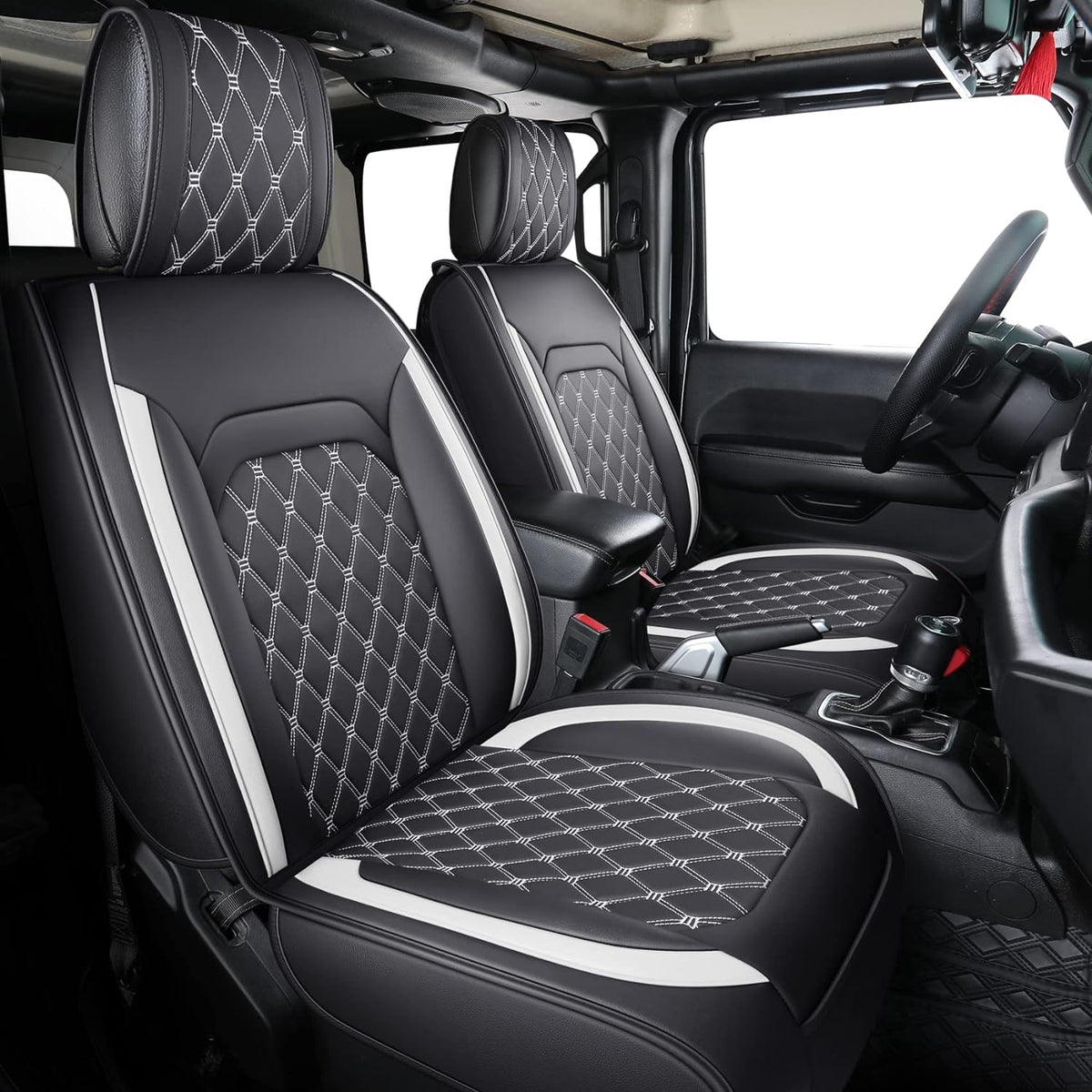 Jeep Wrangler JK JL Front Seat Covers Custom Fit 2/4 Door 2007-2024 Unlimited Rubicon 392 Sahara Willys Sport High Altitude Truck Pickup Waterproof Leather