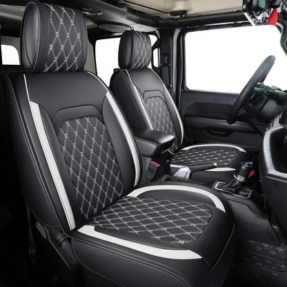 Jeep Wrangler JK JL Front Seat Covers Custom Fit 2/4 Door 2007-2024 Unlimited Rubicon 392 Sahara Willys Sport High Altitude Truck Pickup Waterproof Leather