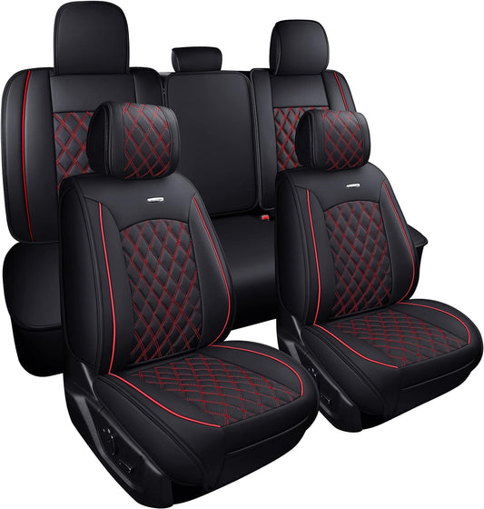 2009 to 2024 Ford F150 and 2017 to 2024 F250 F350 F450 Seat Covers Full Set with Waterproof Leather, Automotive Vehicle Cushion Cover for Cars SUV Pick-up Truck